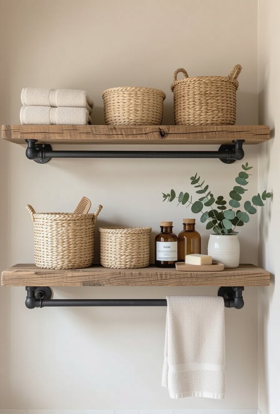 curated mixed material storage styling