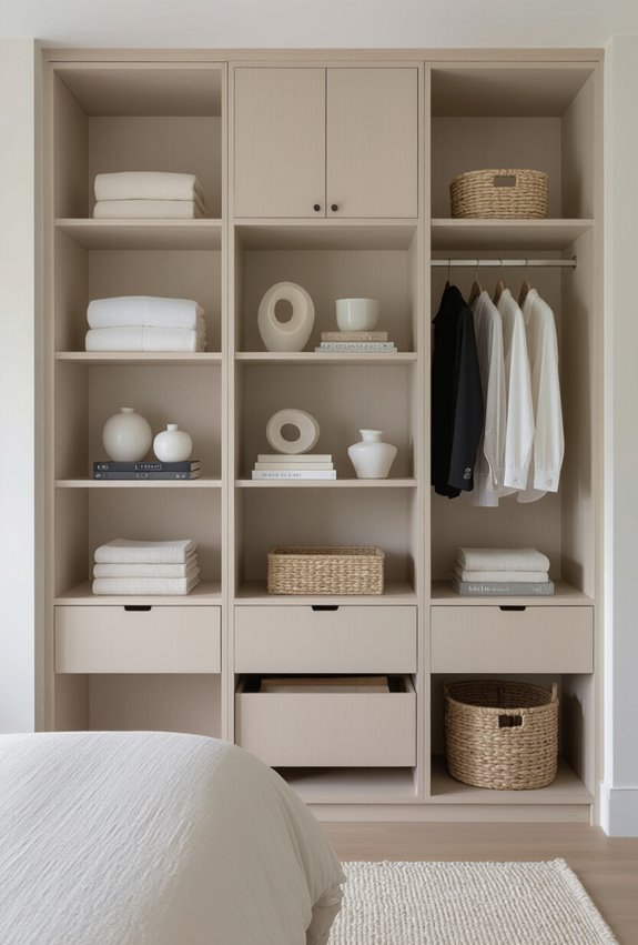 curated open concept display cupboards