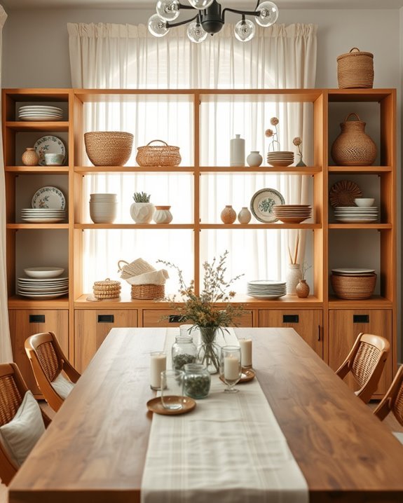curated open shelving display