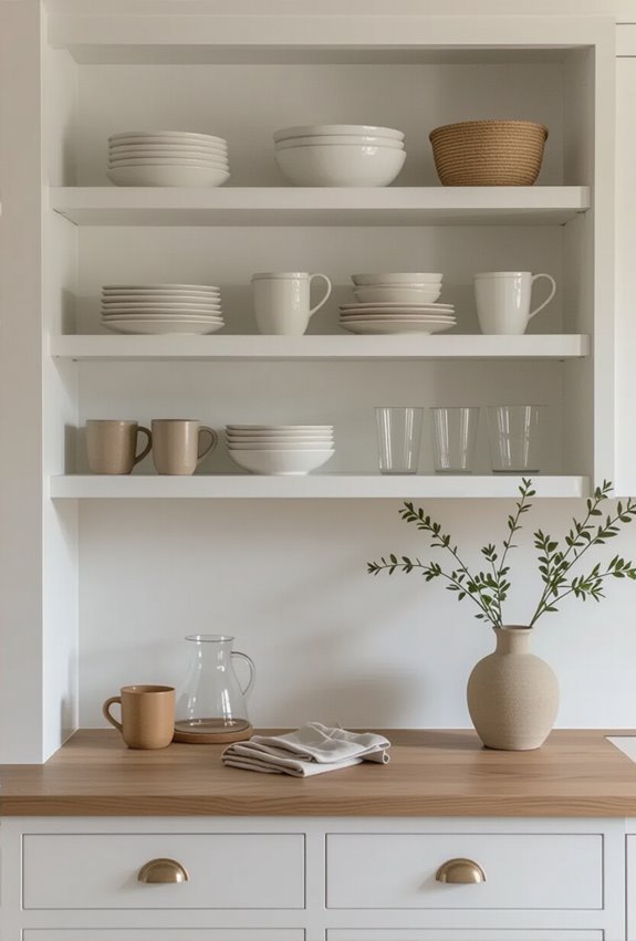 curated open shelving for dishware