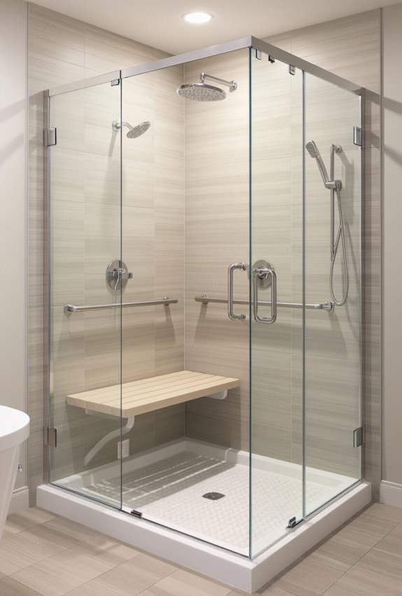 curbless textured walk in shower