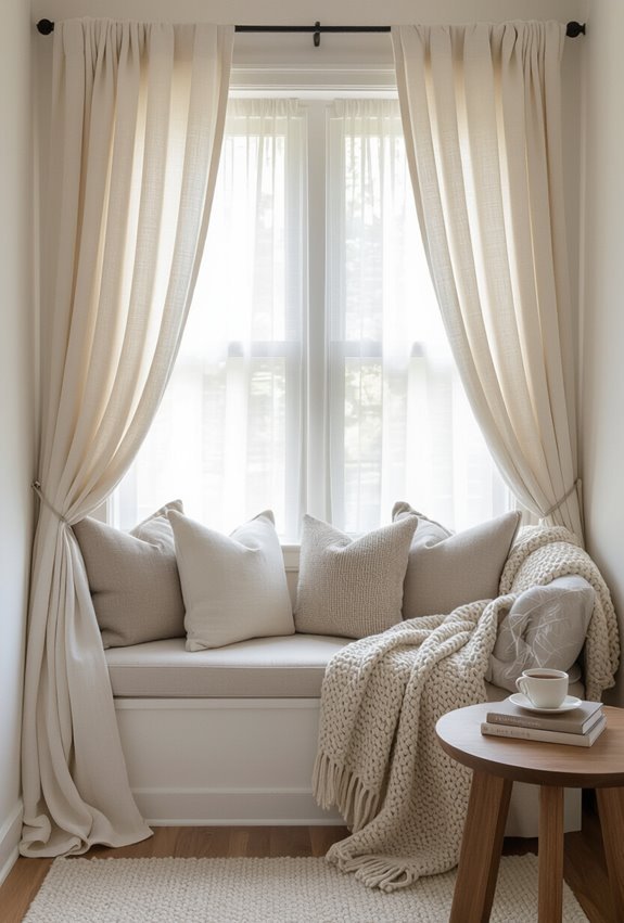 curtained layered cozy reading nook