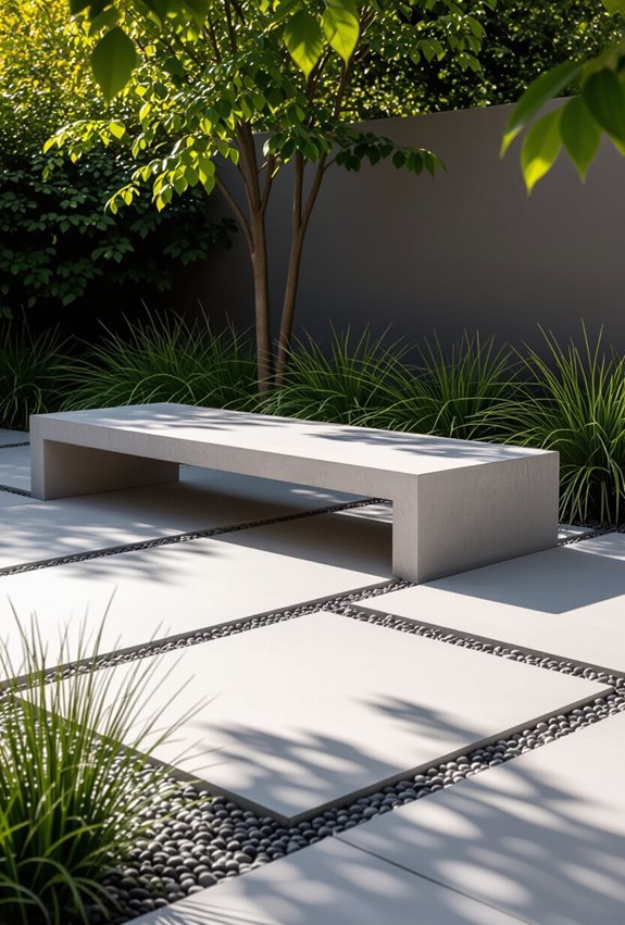 curved and cantilevered concrete seating
