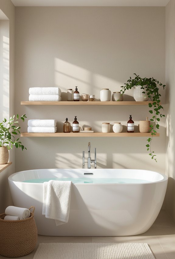 curved bracket floating bathtub shelves