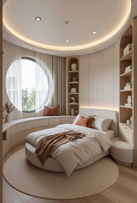 curved built in storage solutions