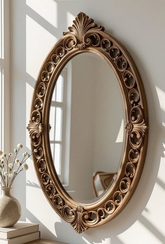curved gilded scrollwork mirrors
