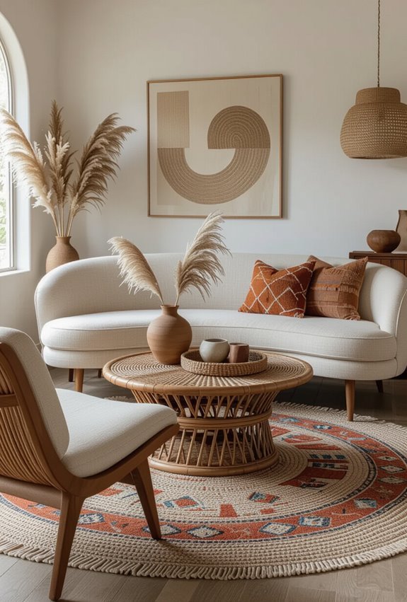 curved midcentury boho layering
