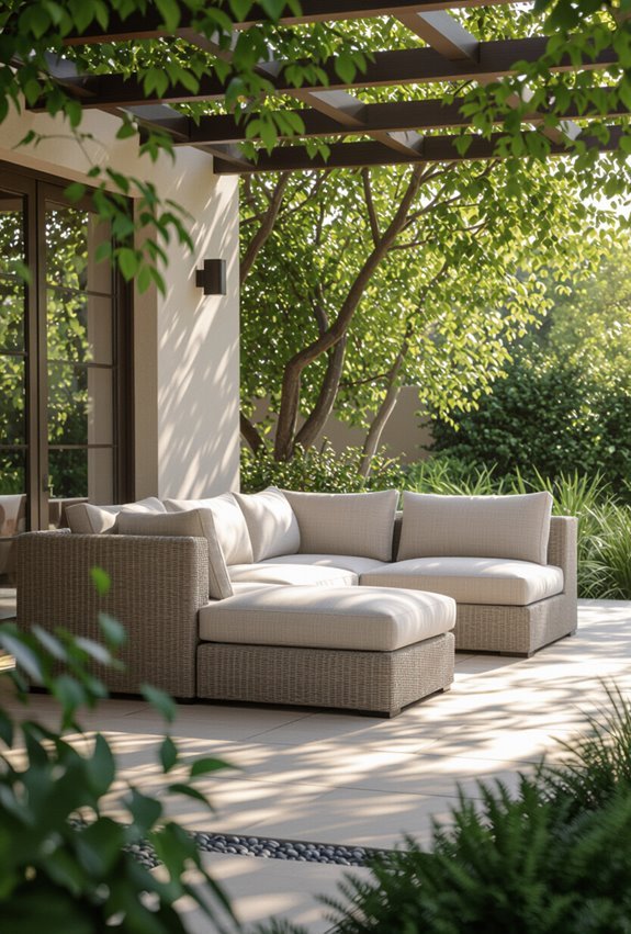 curved plush outdoor sectional seating