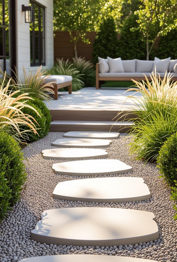 curved stepping stone gravel paths