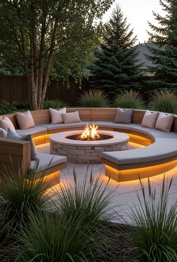 curved stone built fire seating