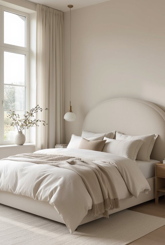 curved upholstered bed calm