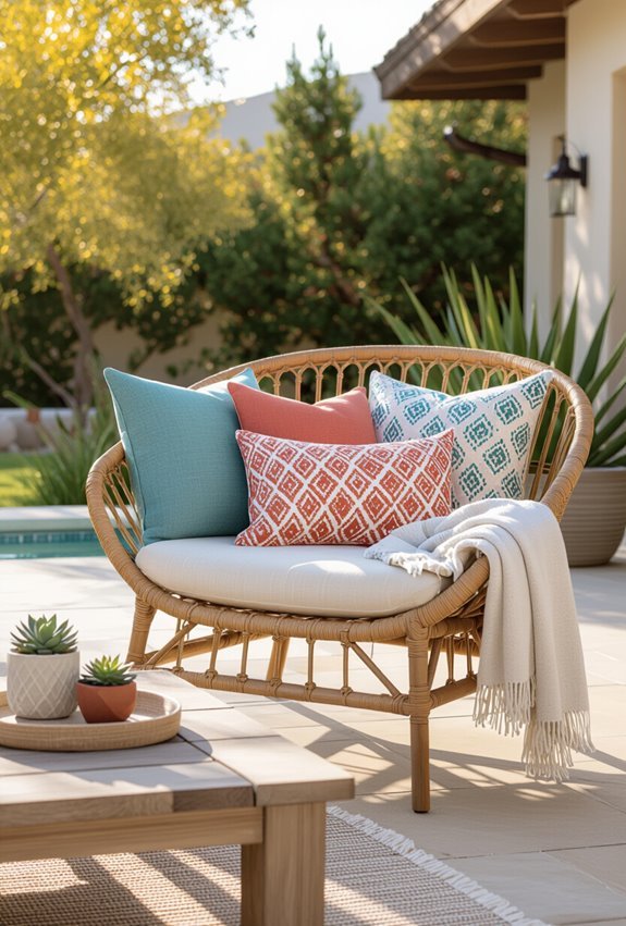 cushion color blocking with patterns