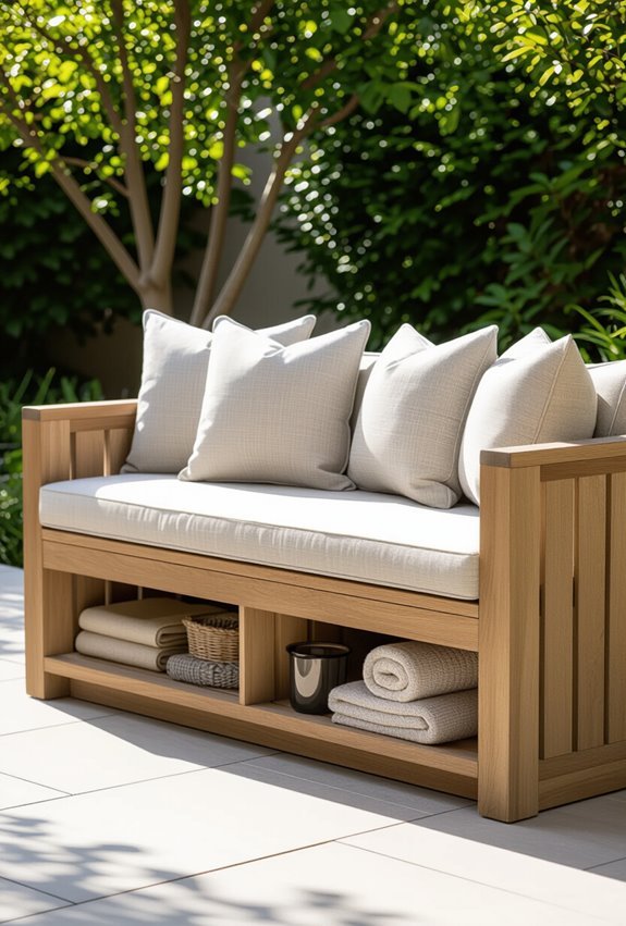 cushioned storage bench seating