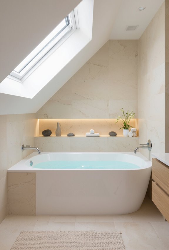 custom angled attic bathtub