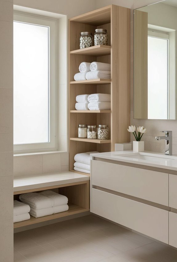 custom built in bathroom storage