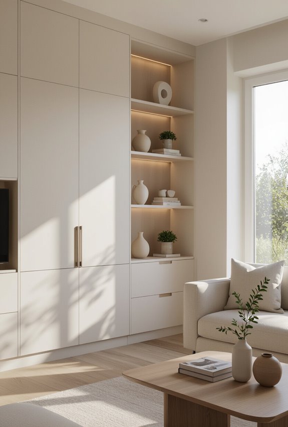 custom fitted living room cabinetry