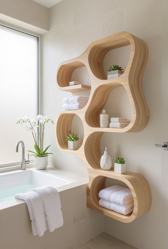 custom sculpted asymmetrical shelving