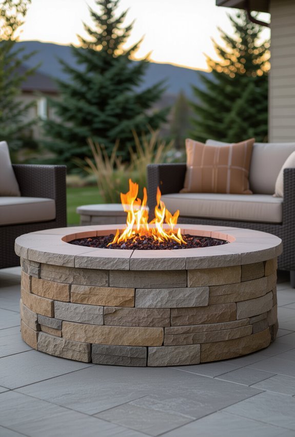 custom stone veneer firepit finish