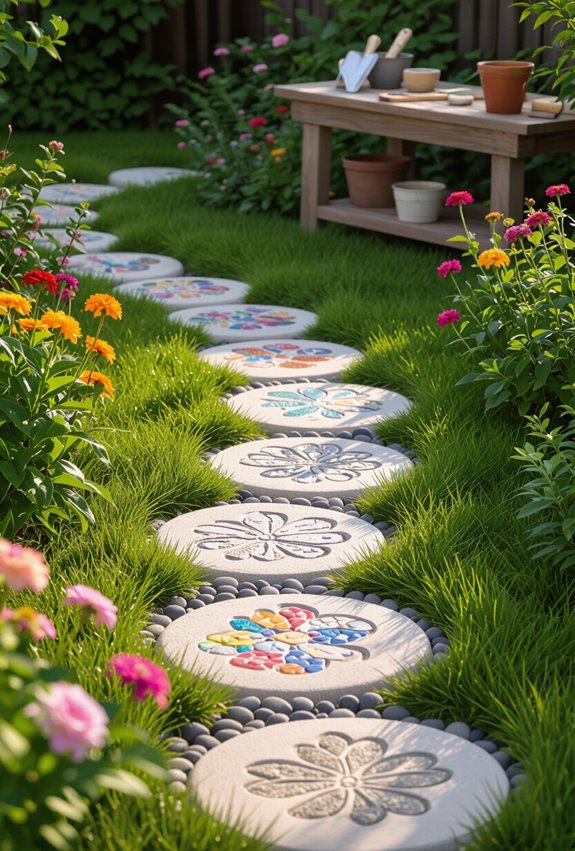 custom textured garden stepping stones