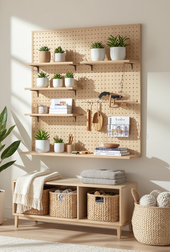 customizable vertical pegboard storage