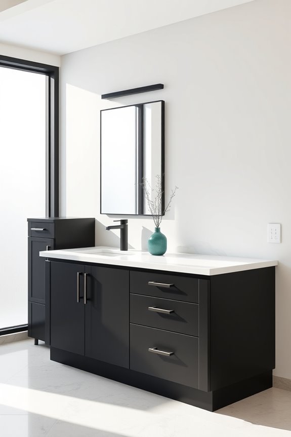 dark cabinets bright countertops