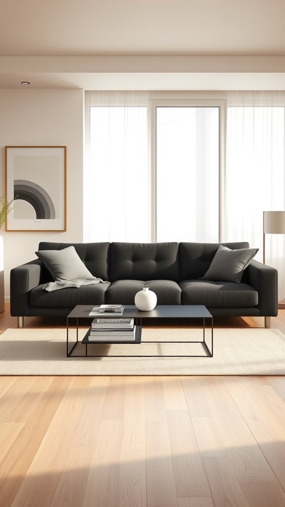 dark couch minimalist elegance