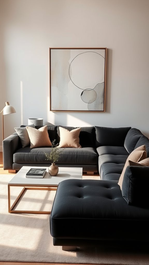 dark couches light backdrops