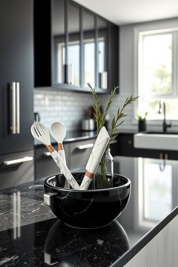 dark countertops enhance kitchens