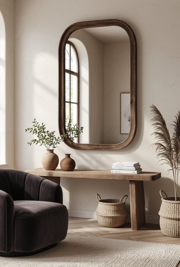 dark framed beveled statement mirrors