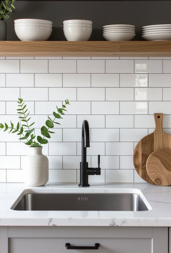 dark grouted subway tile elegance