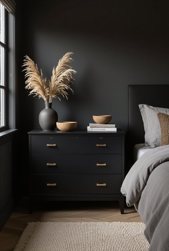 dark lacquered hidden storage