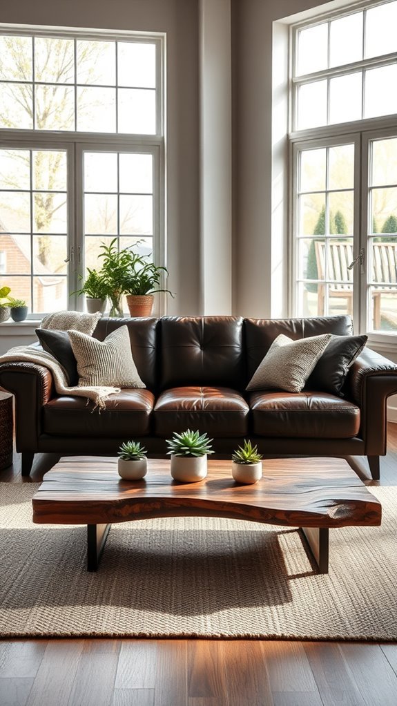 dark leather natural accents