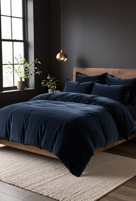 dark luxurious silk and cashmere bedding