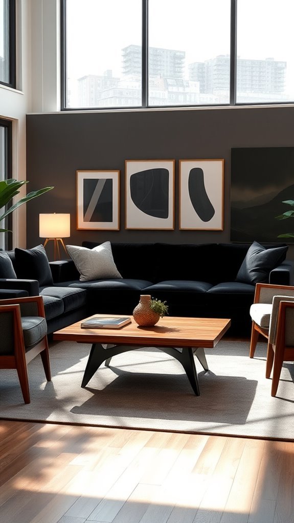 dark seating mid century style
