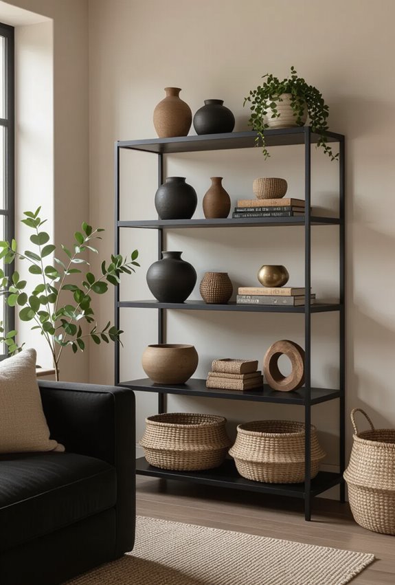 dark shelving highlights treasures
