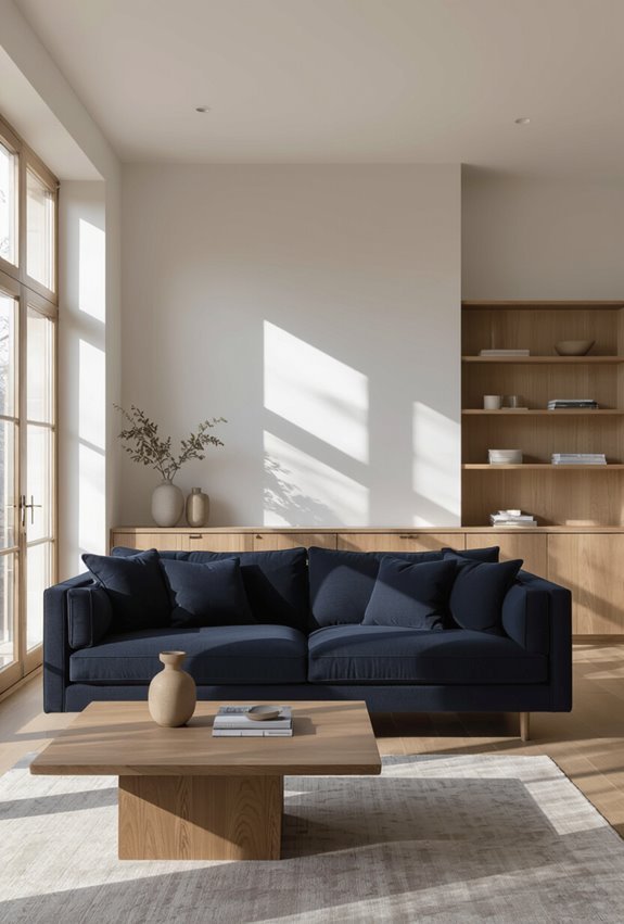 dark sofa natural wood