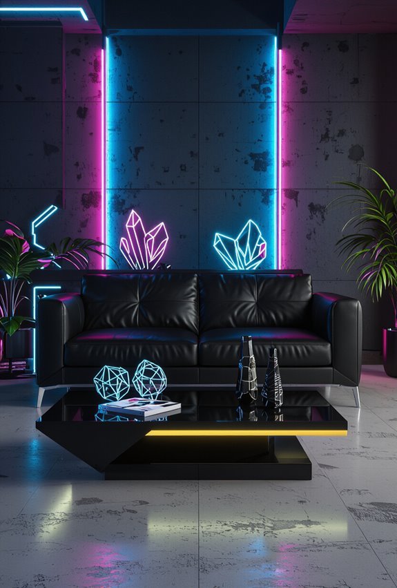 dark tones neon accents
