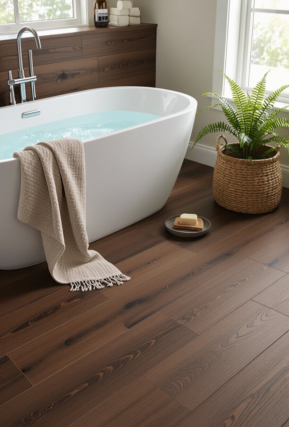 dark wood look waterproof vinyl