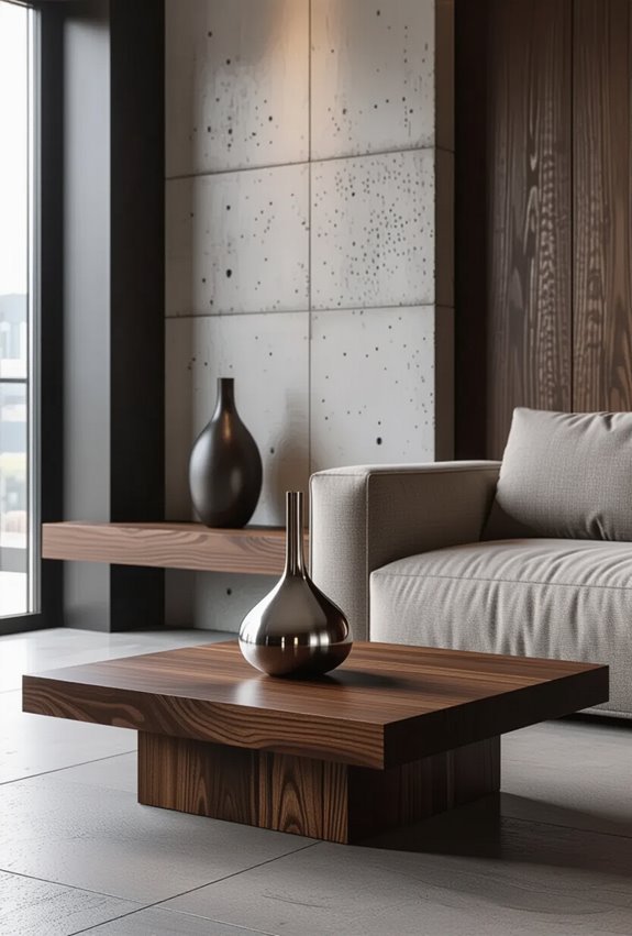 dark wood meets concrete