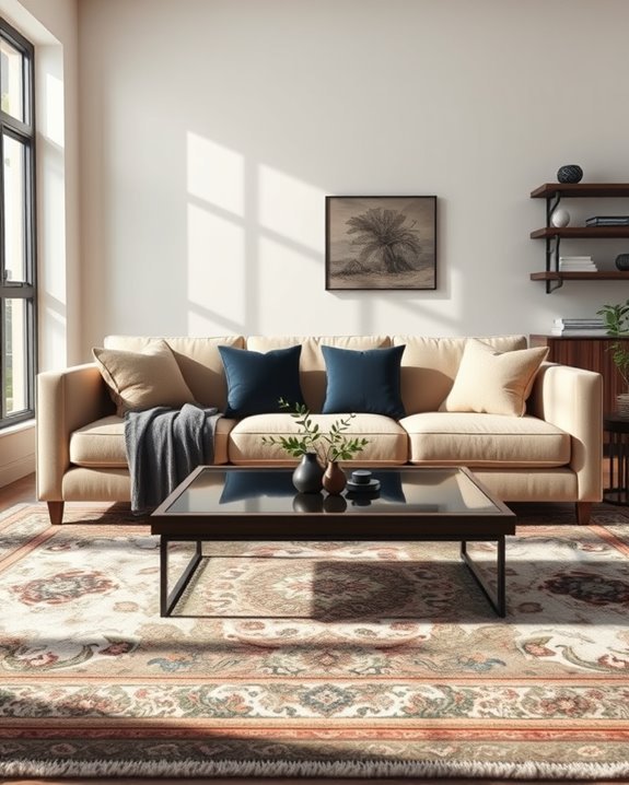 darker rugs enhance contrast