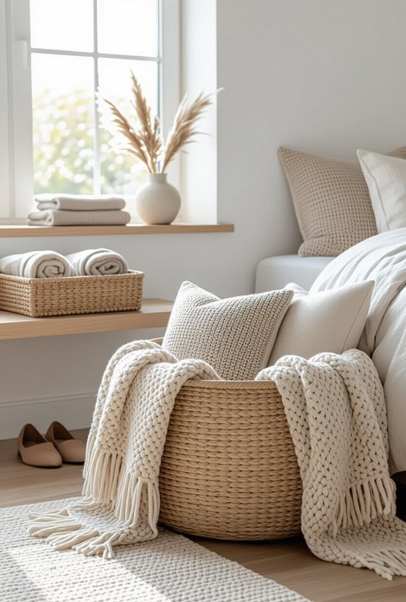 decorative baskets conceal clutter