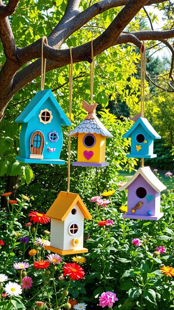 decorative birdhouses enhance gardens