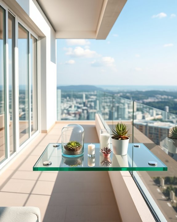 decorative glass shelves displayed