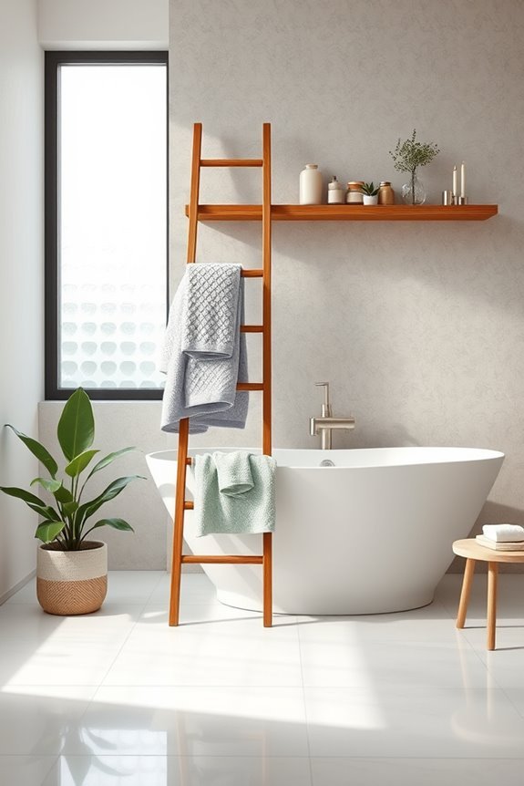 decorative ladder bathroom storage