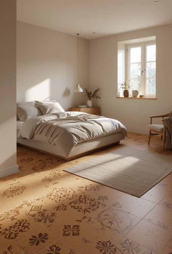 decorative patterned cork floor