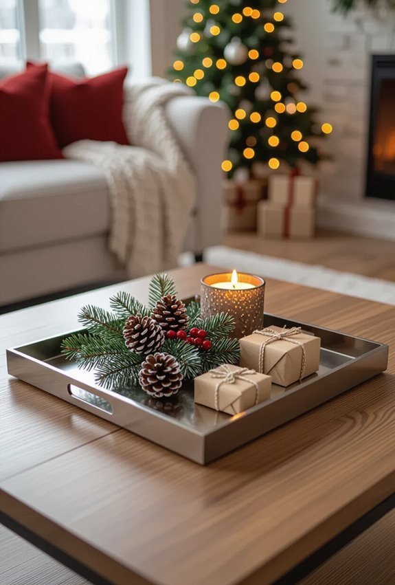 decorative trays organize holiday items