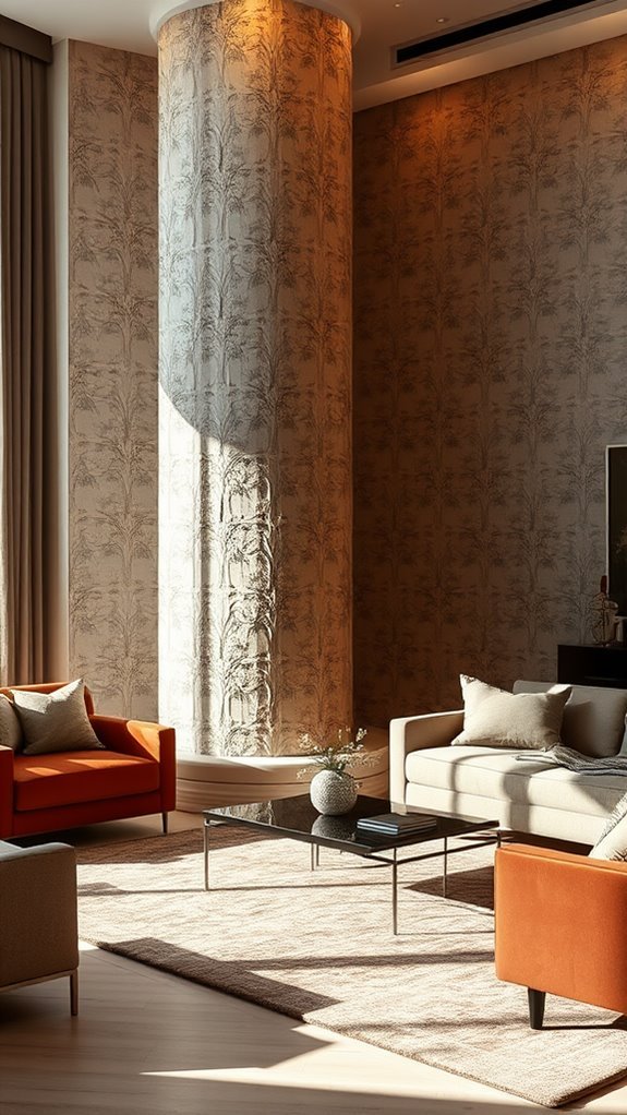 decorative wallpapered columns