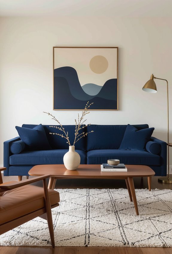 deep navy warm wood