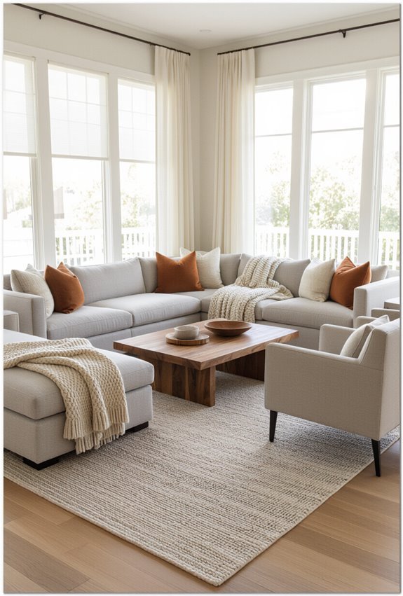 define cozy space with rugs