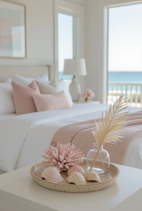 delicate seaside pink accents